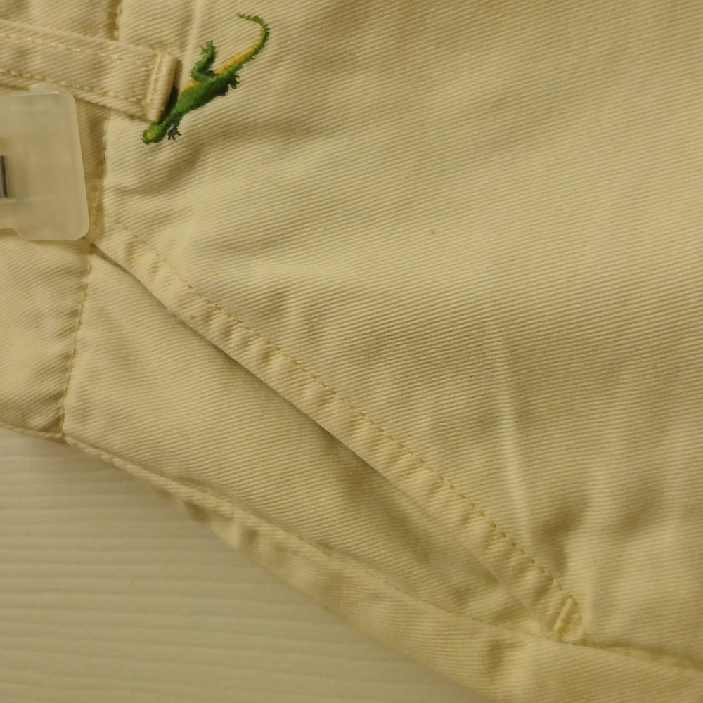 J. Crew Chino Shorts Cream Yellow Green Lizard Gecko Embroidered Cotton Size 4 - Picture 6 of 12